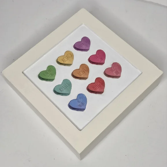 Rae Dunn Valentine's Day Conversation Colorful Hearts Wall Or Tabletop Decor - Picture 3 of 9